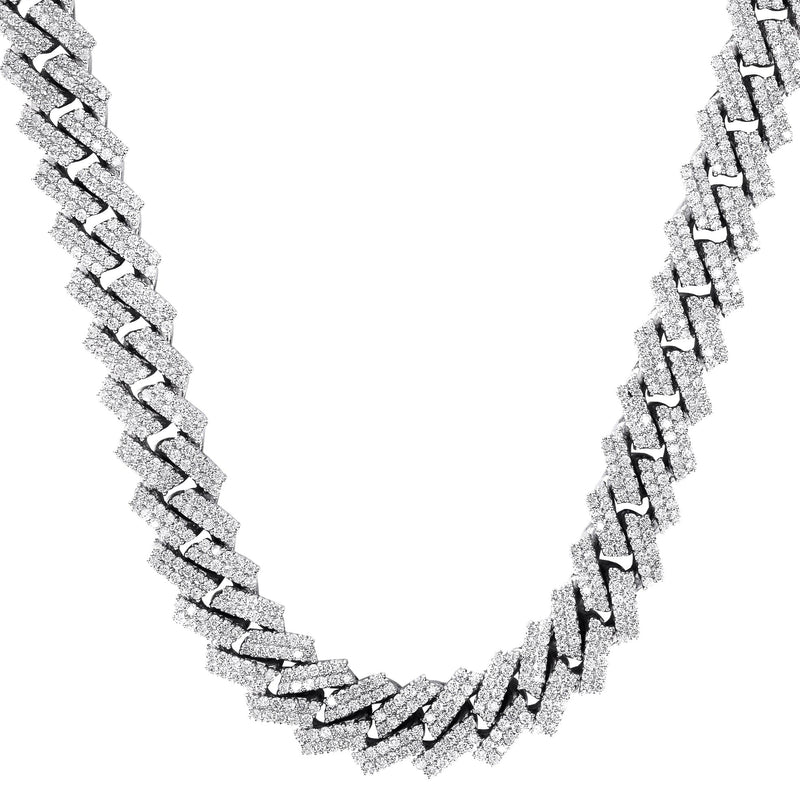 Iced Out Lab Grown VVS Diamond Prong Cuban Link White Gold Chain 10K/14K