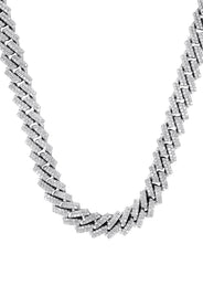 Iced Out Lab Grown VVS Diamond Prong Cuban Link White Gold Chain 10K/14K