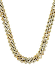 Iced Out Lab Grown VVS Diamond Prong Cuban Link Yellow Gold Chain 10K/14K