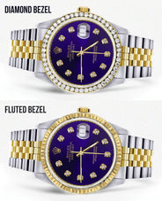 Diamond Gold Rolex Watch For Men 16233 | 36Mm | Royal Blue Dial | Jubilee Band