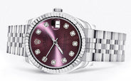 Diamond Rolex Watch | 68274 | Fluted Bezel | 31MM | Purple Diamond Dial | Jubilee Band