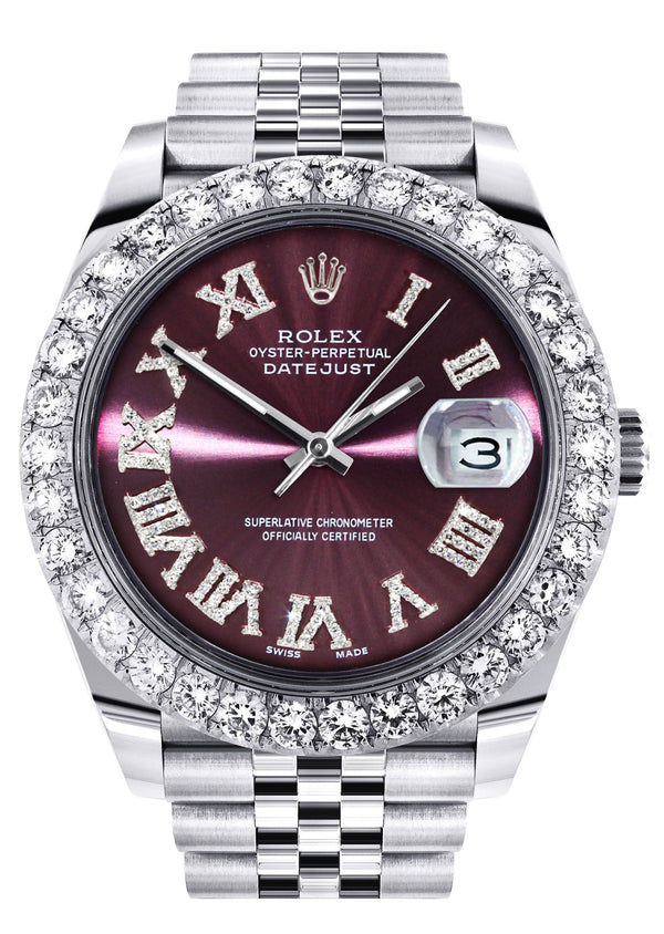 Rolex Datejust 41 Watch | 41 MM | Custom Purple Roman Diamond Dial | Jubilee Band