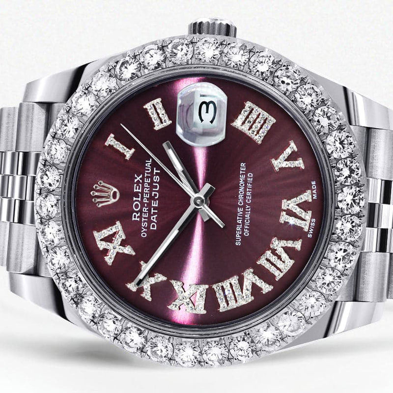 Rolex Datejust 41 Watch | 41 MM | Custom Purple Roman Diamond Dial | Jubilee Band
