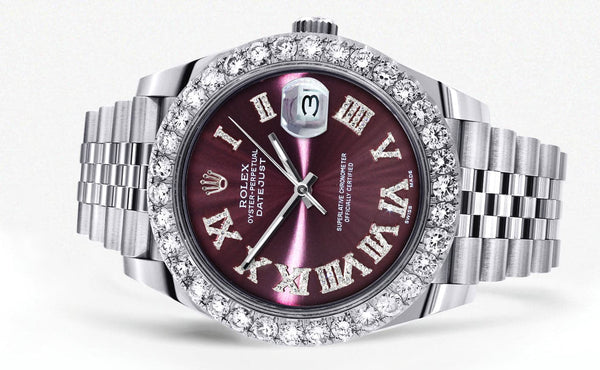 Rolex Datejust 41 Watch | 41 MM | Custom Purple Roman Diamond Dial | Jubilee Band