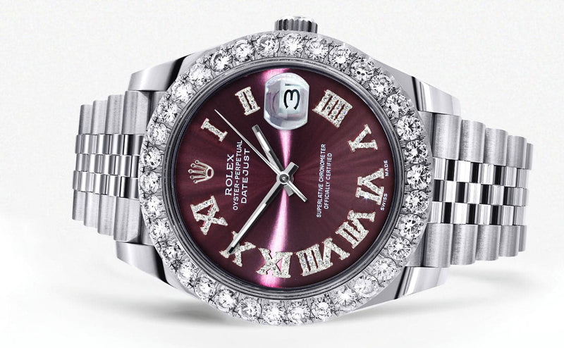 Rolex Datejust 41 Watch | 41 MM | Custom Purple Roman Diamond Dial | Jubilee Band