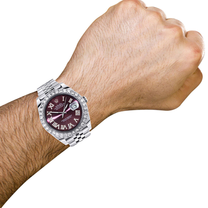 Rolex Datejust 41 Watch | 41 MM | Custom Purple Roman Diamond Dial | Jubilee Band
