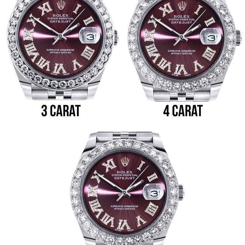 Rolex Datejust 41 Watch | 41 MM | Custom Purple Roman Diamond Dial | Jubilee Band