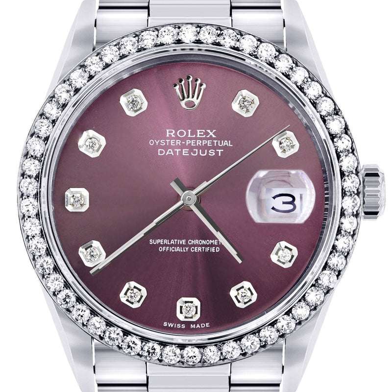 Mens Rolex Datejust Watch 16200 | 36Mm | Purple Dial | Oyster Band