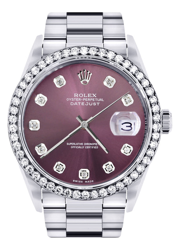 Mens Rolex Datejust Watch 16200 | 36Mm | Purple Dial | Oyster Band
