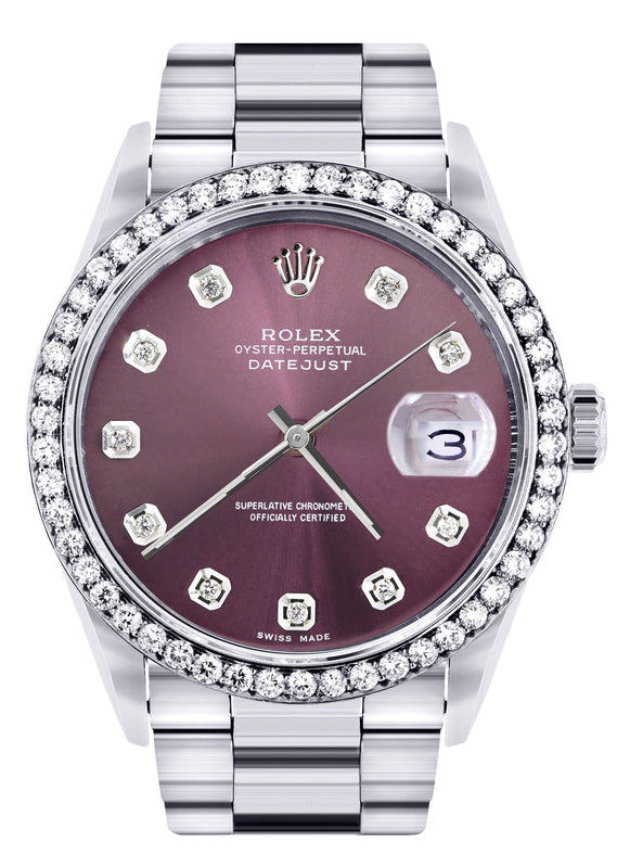 Mens Rolex Datejust Watch 16200 | 36Mm | Purple Dial | Oyster Band