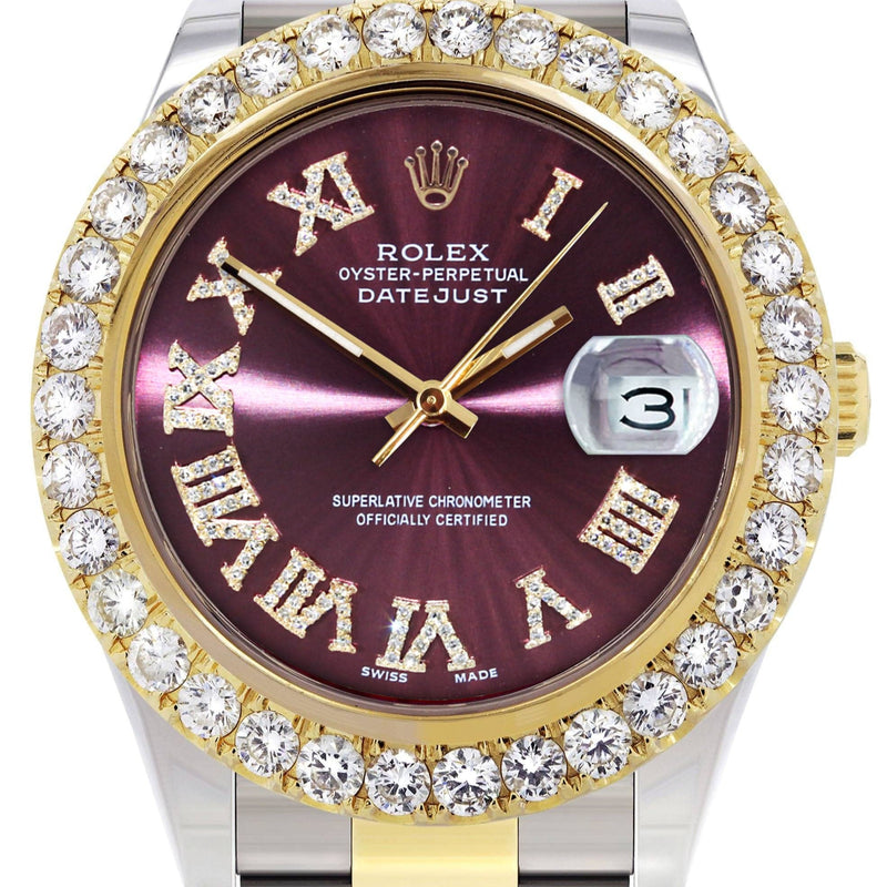 Rolex Datejust II Watch | 41 MM | 18K Yellow Gold & Stainless Steel | Custom Purple Roman Dial | Oyster Band