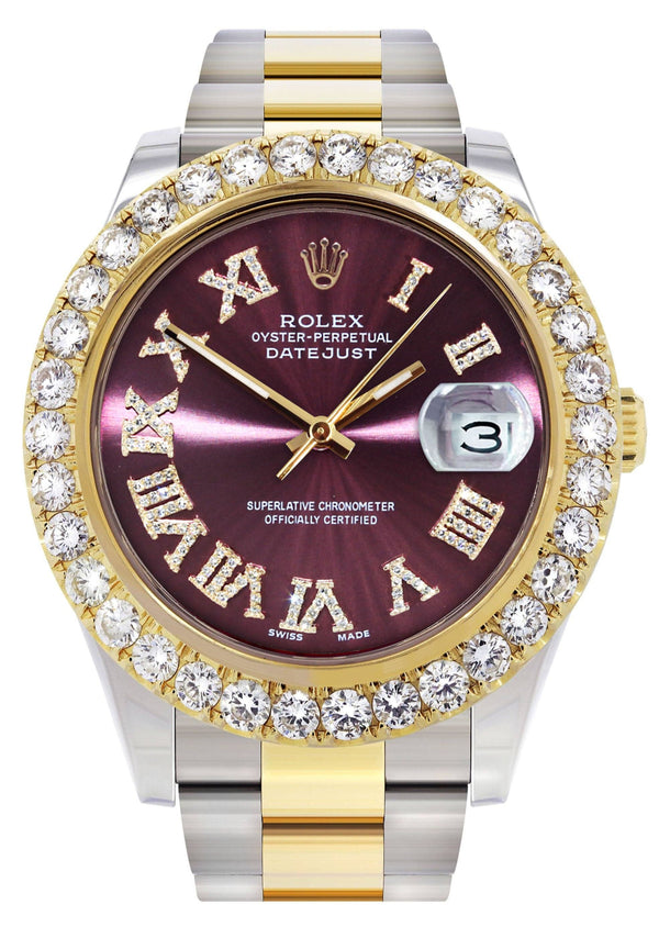 Rolex Datejust II Watch | 41 MM | 18K Yellow Gold & Stainless Steel | Custom Purple Roman Dial | Oyster Band