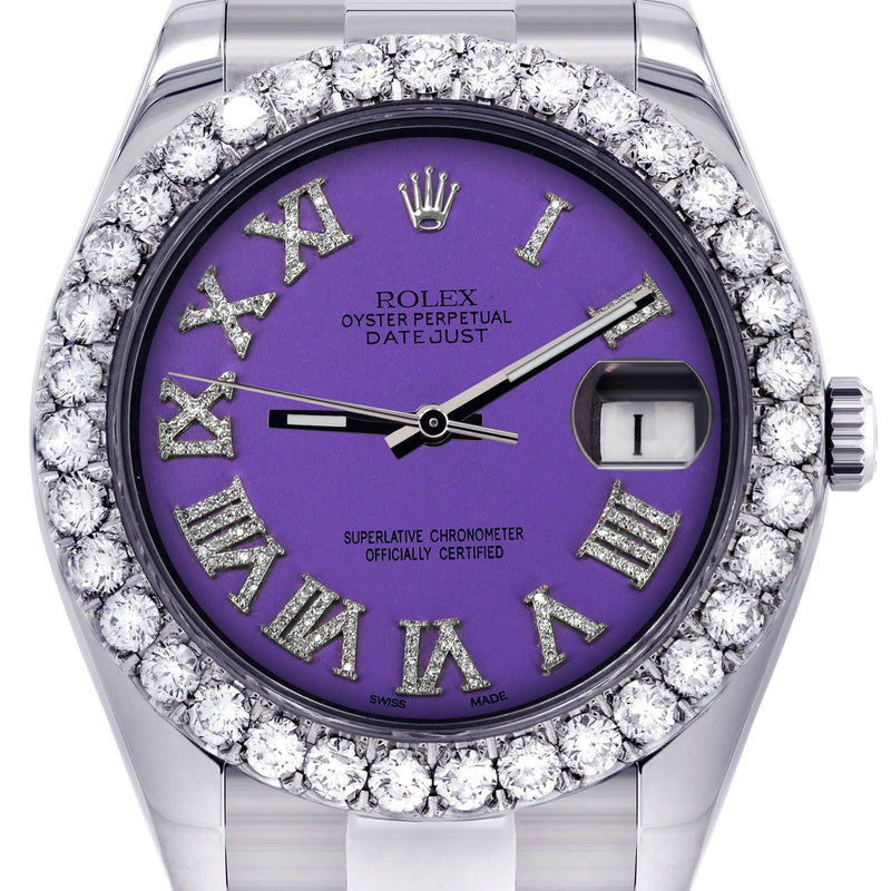 Rolex Datejust II Watch | 41 MM | Custom Purple Roman Dial | Oyster Band