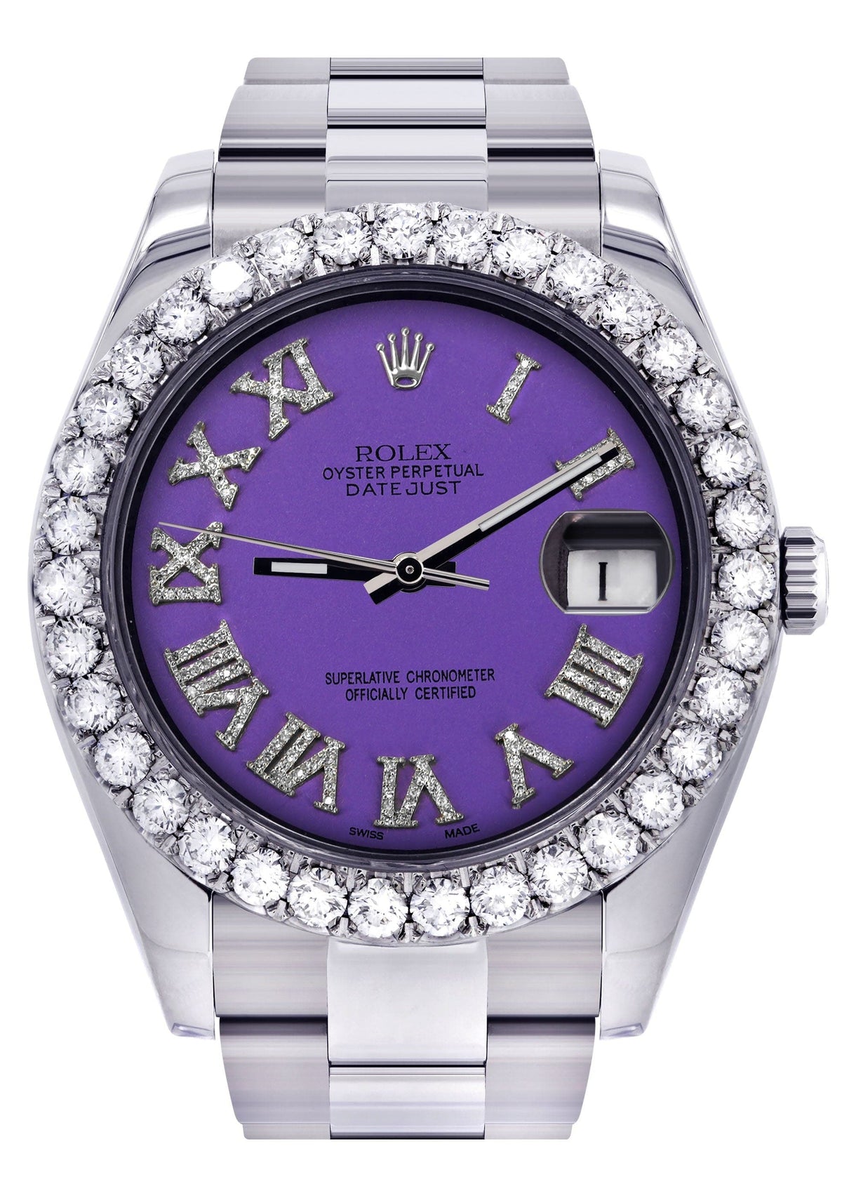 Rolex Datejust II Watch | 41 MM | Custom Purple Roman Dial | Oyster Band