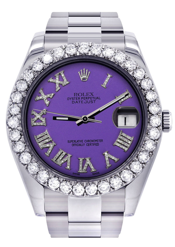 Rolex Datejust II Watch | 41 MM | Custom Purple Roman Dial | Oyster Band