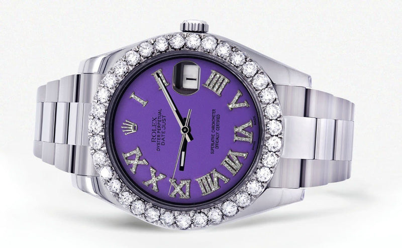 Rolex Datejust II Watch | 41 MM | Custom Purple Roman Dial | Oyster Band