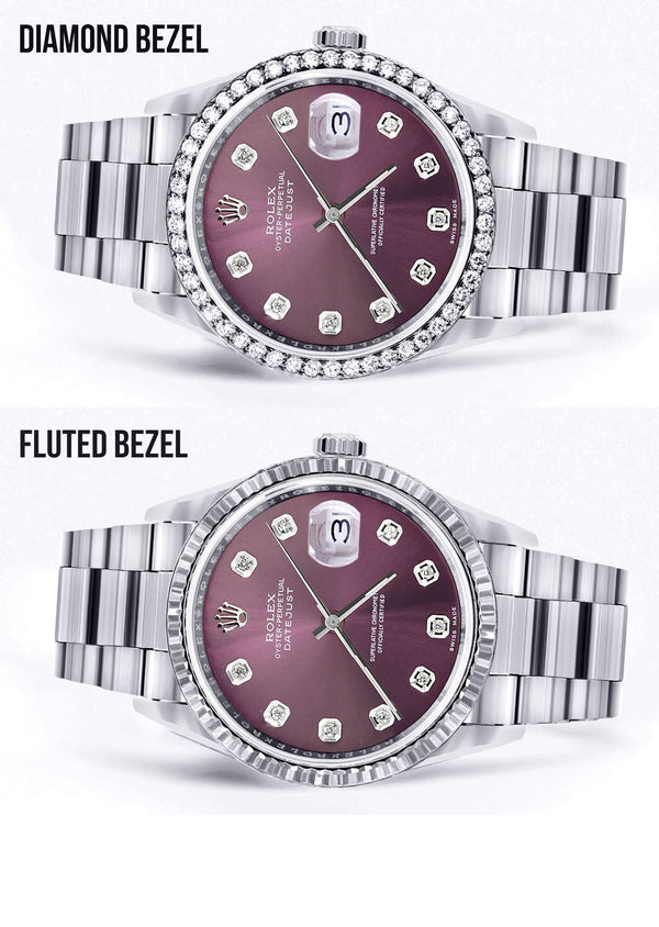 Mens Rolex Datejust Watch 16200 | 36Mm | Purple Dial | Oyster Band