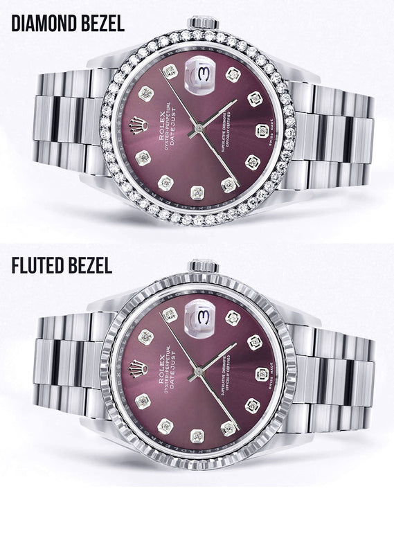 Mens Rolex Datejust Watch 16200 | 36Mm | Purple Dial | Oyster Band