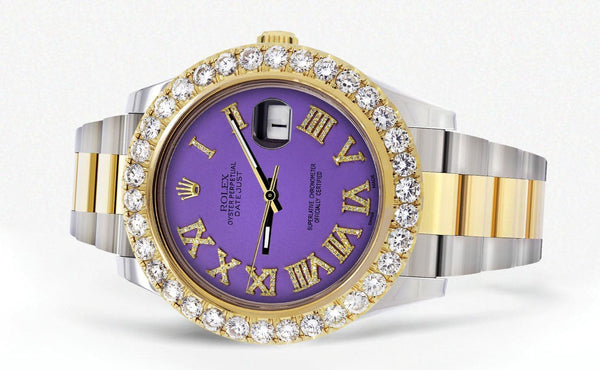 Rolex Datejust II Watch | 41 MM | Custom Purple Roman Dial | Oyster Band