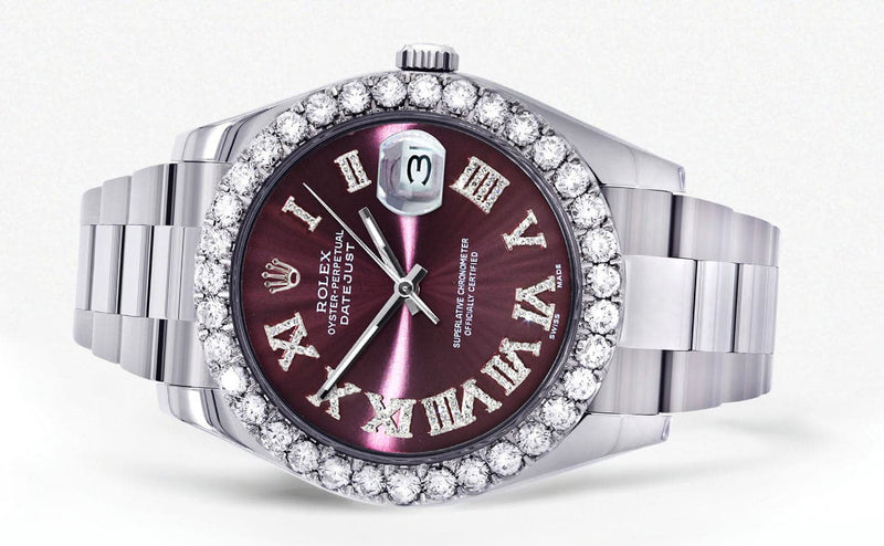 Rolex Datejust II Watch | 41 MM | Custom Purple Roman Dial | Oyster Band