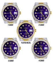 Diamond Gold Rolex Watch For Men 16233 | 36Mm | Royal Blue Dial | Jubilee Band