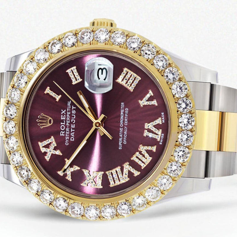 Rolex Datejust II Watch | 41 MM | 18K Yellow Gold & Stainless Steel | Custom Purple Roman Dial | Oyster Band
