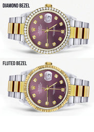 Diamond Rolex Datejust Watch for Men 16233 | 36Mm | Purple Dial | Oyster Band