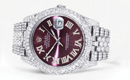 Diamond Iced Out Rolex Datejust 41 | 25 Carats Of Diamonds | Custom Purple Dial | Two Row | Jubilee Band