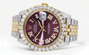 Diamond Iced Out Rolex Datejust 41 | 25 Carats Of Diamonds | Custom Purple Dial | Two Tone | Jubilee Band
