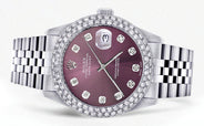 Womens Rolex Datejust Watch 16200 | 36Mm | Purple Dial | Two Row 4.25 Carat Bezel | Jubilee Band