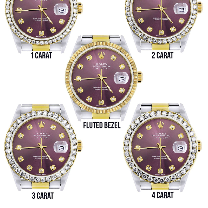 Diamond Rolex Datejust Watch for Men 16233 | 36Mm | Purple Dial | Oyster Band