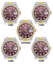 Diamond Rolex Datejust Watch for Men 16233 | 36Mm | Purple Dial | Oyster Band