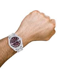 Diamond Iced Out Rolex Datejust 41 | 25 Carats Of Diamonds | Custom Purple Dial | Two Row | Jubilee Band