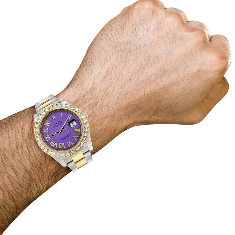Rolex Datejust II Watch | 41 MM | Custom Purple Roman Dial | Oyster Band