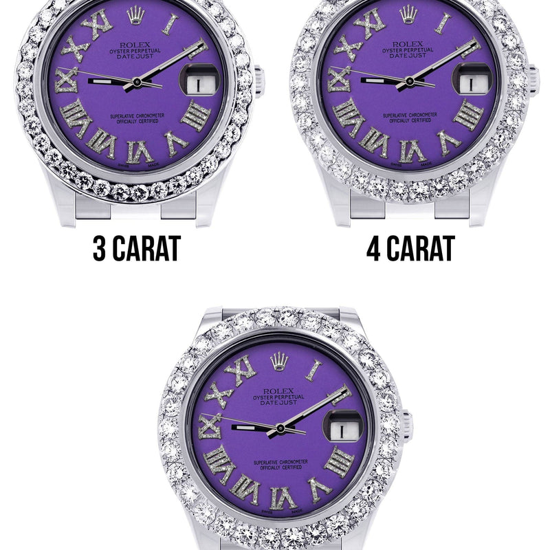 Rolex Datejust II Watch | 41 MM | Custom Purple Roman Dial | Oyster Band