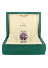 Diamond Gold Rolex Watch For Women 16233 | 36Mm | Custom Purple Dial | Two Row 4.25 Carat Bezel | Jubilee Band