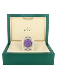 Diamond Iced Out Rolex Datejust 41 | 25 Carats Of Diamonds | Custom Purple Roman Numeral Diamond Dial | Two Tone | Oyster Band