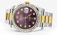 116233 | Diamond Gold Rolex Watch For Men | 36Mm | Purple Dial | Oyster Band