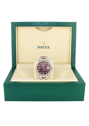 Diamond Rolex Datejust Watch for Men 16233 | 36Mm | Purple Dial | Oyster Band