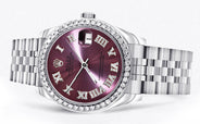 Diamond Rolex Watch | 68274 | Diamond Bezel | 31MM | Purple Roman Diamond Dial | Jubilee Band