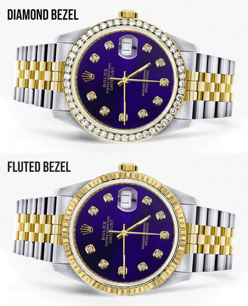 Rolex Datejust Watch 16013 for Men | 36MM | Diamond Royal Blue Dial  | Jubilee Band