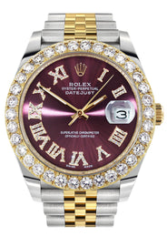 Rolex Datejust 41 Watch | 41 MM | 18K Yellow Gold & Stainless Steel | Custom Purple Roman Dial | Jubilee Band