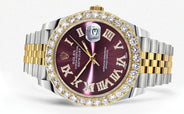 Rolex Datejust 41 Watch | 41 MM | 18K Yellow Gold & Stainless Steel | Custom Purple Roman Dial | Jubilee Band