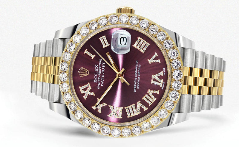 Rolex Datejust 41 Watch | 41 MM | 18K Yellow Gold & Stainless Steel | Custom Purple Roman Dial | Jubilee Band