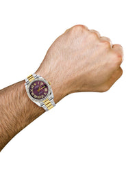 116233 | Gold & Steel Rolex Datejust Watch | 36Mm | Purple Roman Diamond Dial | Oyster Band