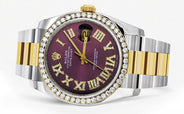 116233 | Gold & Steel Rolex Datejust Watch | 36Mm | Purple Roman Diamond Dial | Oyster Band