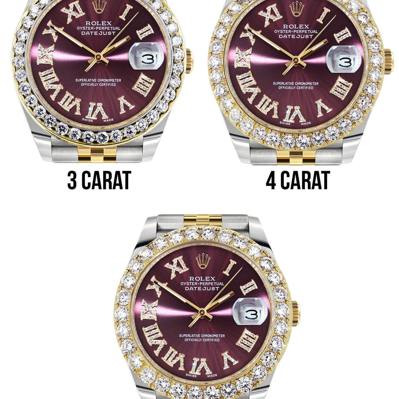 Rolex Datejust 41 Watch | 41 MM | 18K Yellow Gold & Stainless Steel | Custom Purple Roman Dial | Jubilee Band