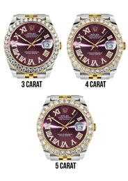 Rolex Datejust 41 Watch | 41 MM | 18K Yellow Gold & Stainless Steel | Custom Purple Roman Dial | Jubilee Band