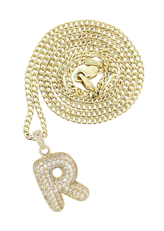 10K Yellow Gold Bubble Letter 