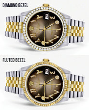 Gold & Steel Rolex Datejust Watch 16233 for Men  | 36Mm | Brown Arabic Diamond Dial | Jubilee Band